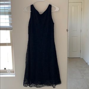 ALYN PAIGE Black Sparkly Felt Flower Pattern Dress
